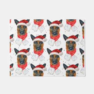 Felpudo Hermoso patrón navideño de perro pastor alemán