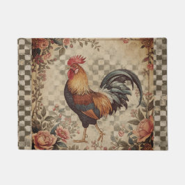 Felpudo Hermoso patrón vintage de gallo y flores