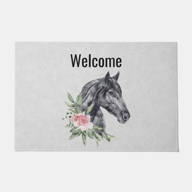 Felpudo Hermoso retrato de cabeza de caballo (Anverso)