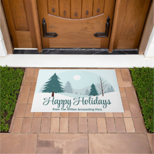Felpudo Hermosos árboles navideños Personalizado de invier