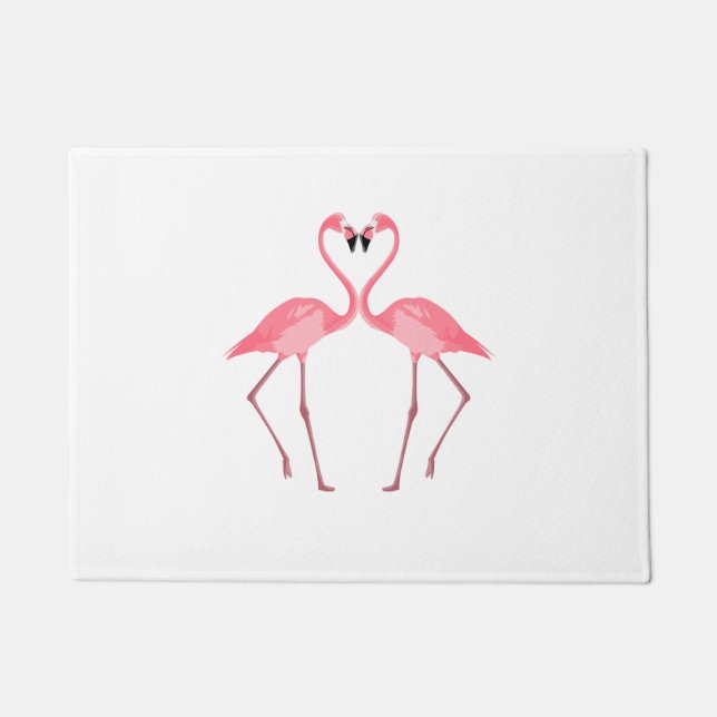 Felpudo Hermosos flamencos rosas amor (Anverso)