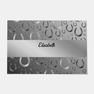 Felpudo herradura, plata, gris estampado, suerte, estampad