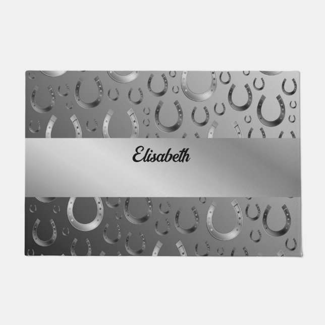 Felpudo herradura, plata, gris estampado, suerte, estampad (Anverso)