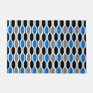 Felpudo Hexagones negros, azules y grises modernos de medi