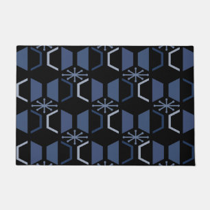 Felpudo Hexagons de la era atómica Azul negro