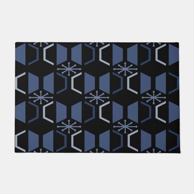 Felpudo Hexagons de la era atómica Azul negro (Anverso)