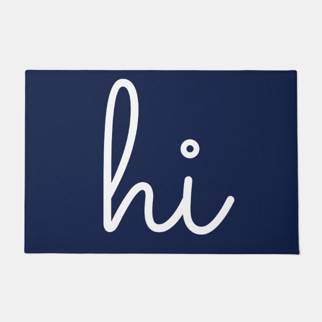 Felpudo Hi Hello Navy Blue Elegant Modern (Anverso)