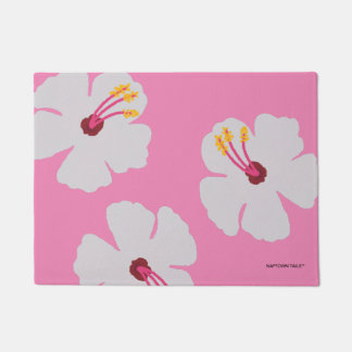 Felpudo Hibiscus in the Pink Dog Food Mat