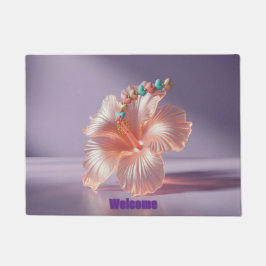 Felpudo Hibiscus Peach Lavender Doormat
