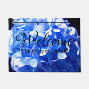 Felpudo Hidrenajes azules florales de cobalto elegantes az
