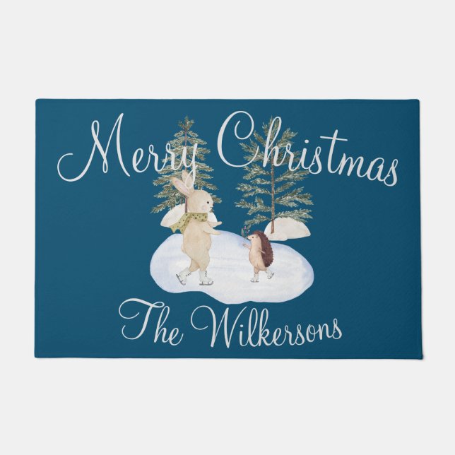 Felpudo Hielo acuático Patinaje sobre los animales del bos (Anverso)