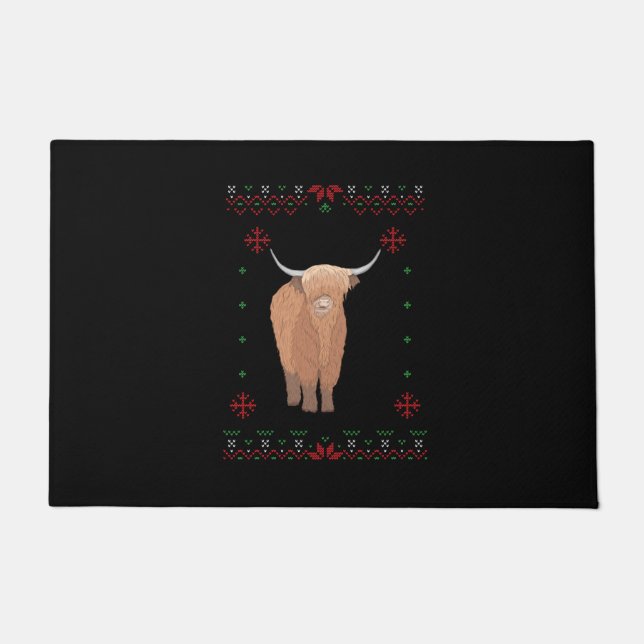 Felpudo Highland Cow Christmas (Anverso)