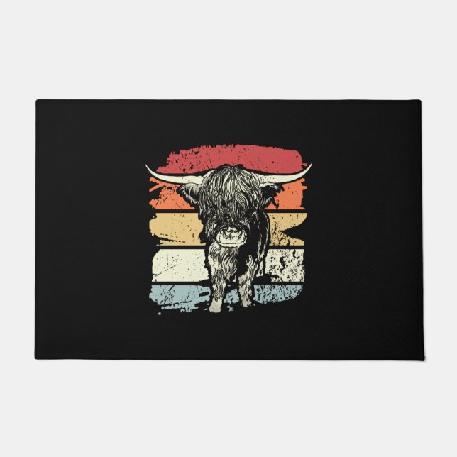 Felpudo Highland Cow Highland Cows Retro (Anverso)