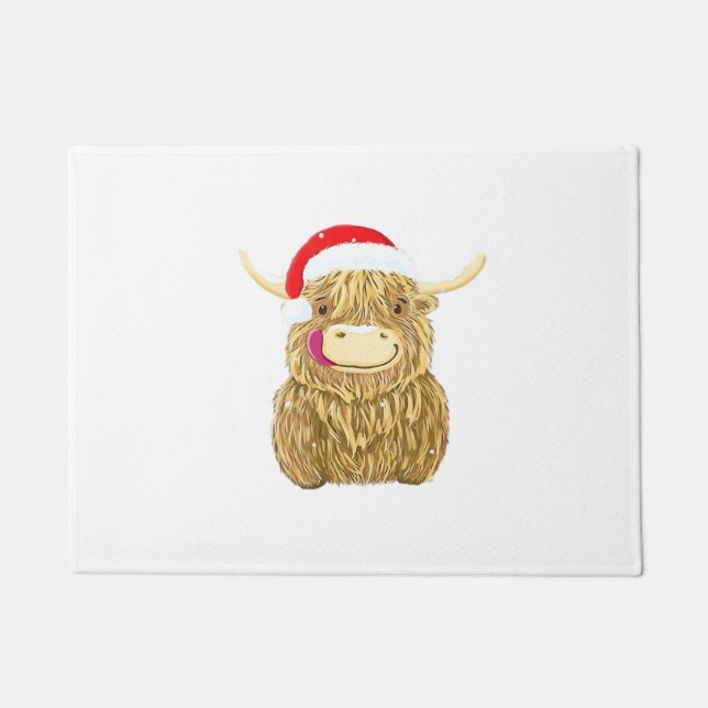 Felpudo Highland Cow Merry navidad camiseta de nieve Essen (Anverso)