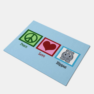 Felpudo Hipopótamos del amor de la paz