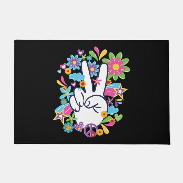Felpudo Hippie Peace Signs (Anverso)