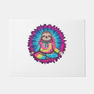 Felpudo Hippie Sloth Peace Sign Tie-Dy