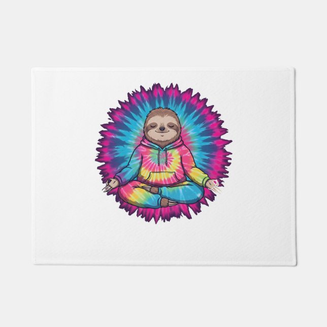Felpudo Hippie Sloth Peace Sign Tie-Dy (Anverso)