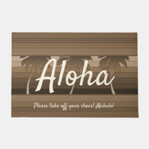 Felpudo Hlo Hawaiian Palms Striped Aloha Brown