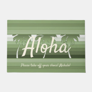 Felpudo Hlo Hawaiian Palms Striped Aloha Green