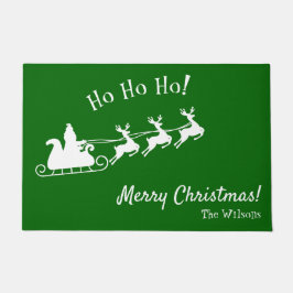 Felpudo Ho Ho Ho Ho Feliz Navidad con Santa, Green Doormat