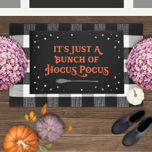 Felpudo Hocus Pocus Cita de Halloween negra y Naranja
