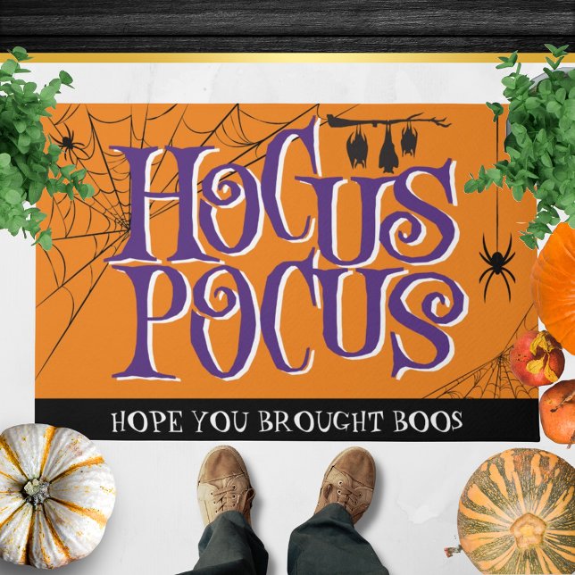 Felpudo Hocus Pocus Halloween Typography Naranja Purple (Subido por el creador)