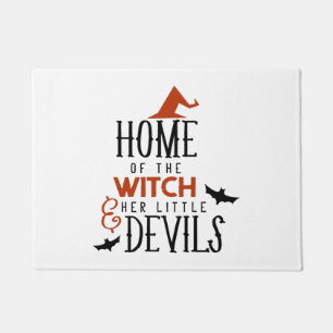 Felpudo hogar de la bruja y sus pequeños diablos Halloween