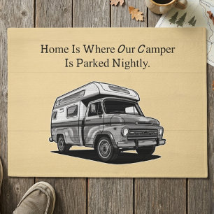 Felpudo Hogar donde está estacionado nuestro camión camper