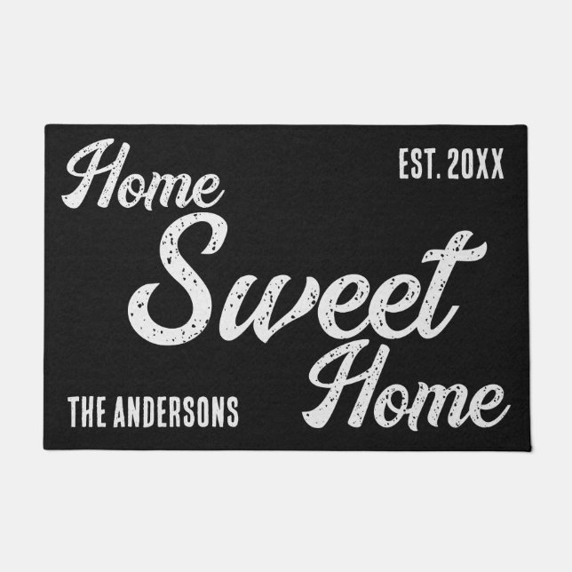 Felpudo Hogar dulce hogar Doormat personalizado negro (Anverso)
