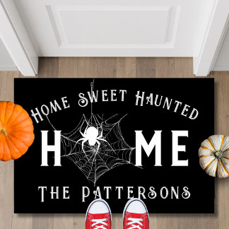 Felpudo Hogar Dulce Hogar Embrujado Araña Telaraña Hallowe
