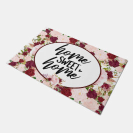 Felpudo Hogar Dulce Hogar Floral Burgundy Personalizado