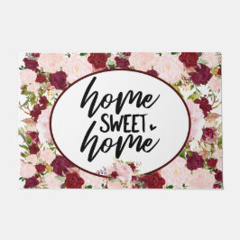 Felpudo Hogar Dulce Hogar Floral Burgundy Personalizado