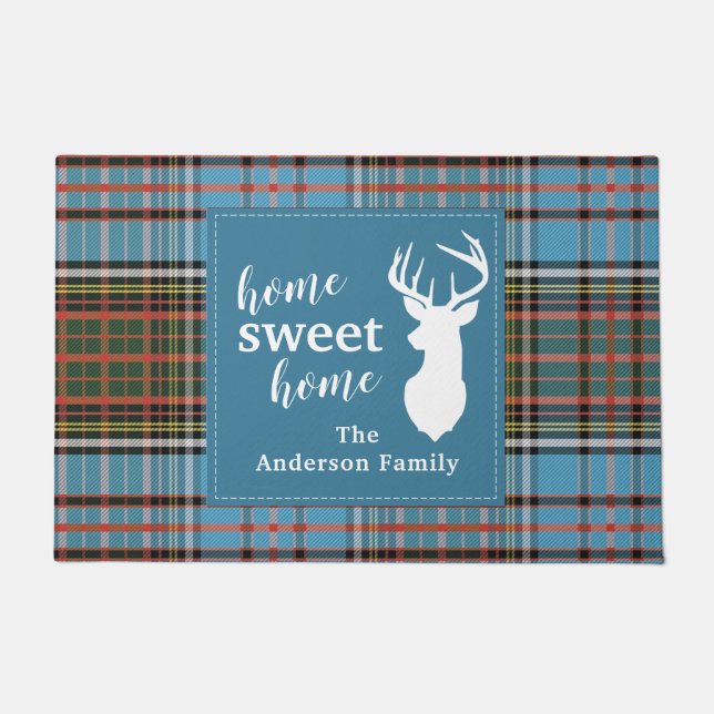 Felpudo Hogar dulce Hogar Tartan Anderson Plaid Personaliz (Anverso)