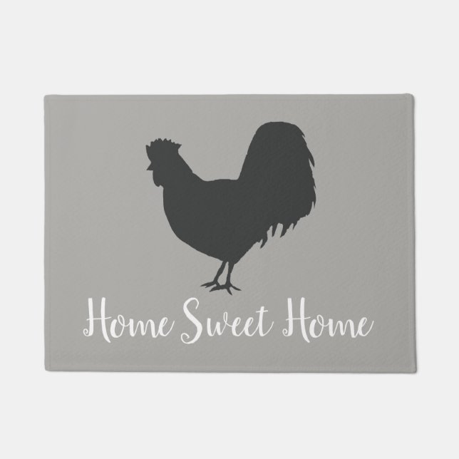 Felpudo Hogar Sweet Home Rooster Alfombrilla de auto gris (Anverso)