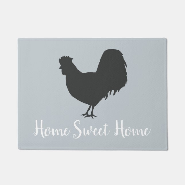 Felpudo Hogar Sweet Home Rooster Alfombrilla de auto gris (Anverso)