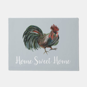 Felpudo Hogar Sweet Home Rooster Alfombrilla de auto gris