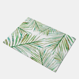 Felpudo Hoja de palma tropical de la acuarela