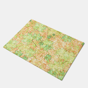 Felpudo Hoja verde abstracta de cámara en suelo rayado