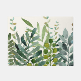 Felpudo Hojas botánicas de acuarela  