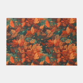 Felpudo Hojas de acuarela rusas cálidas - Estética Boho