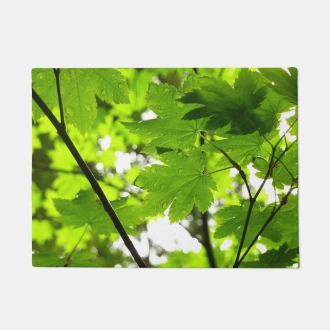 Felpudo Hojas de arce con gotas de lluvia (Anverso)