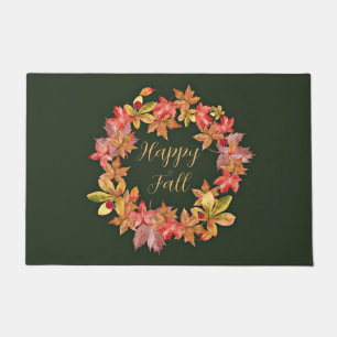 Felpudo Hojas de otoño y mariquitas con texto personalizab