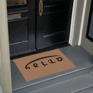 Felpudo hola adios ambigram doormat de dos vías