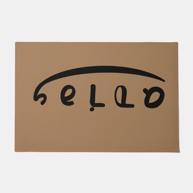 Felpudo hola adios ambigram doormat de dos vías (Anverso)