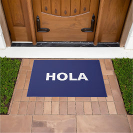 Felpudo Hola azul español blanco hola minimalista moderno