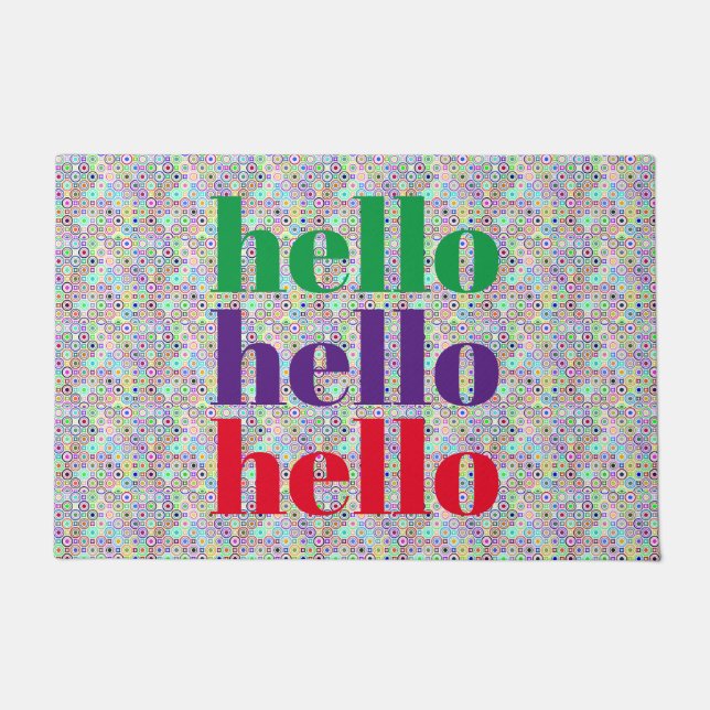 Felpudo Hola Hola Hola Mat de bienvenida multicolor modern (Anverso)