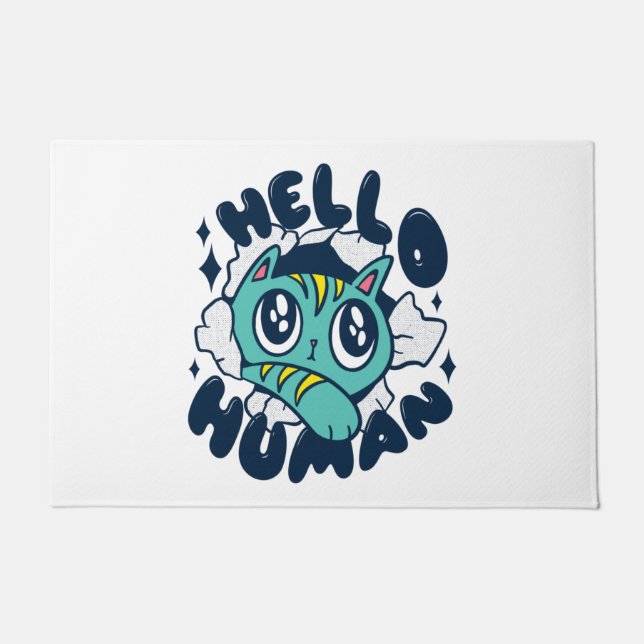 Felpudo Hola humano Gato Lindo (Anverso)