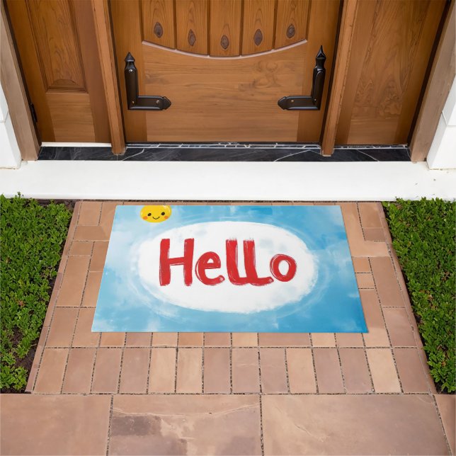 Felpudo Hola Mundo Simple Azul (Exterior)