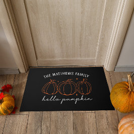 Felpudo Hola Nombre de familia de Personalizado de calabaz